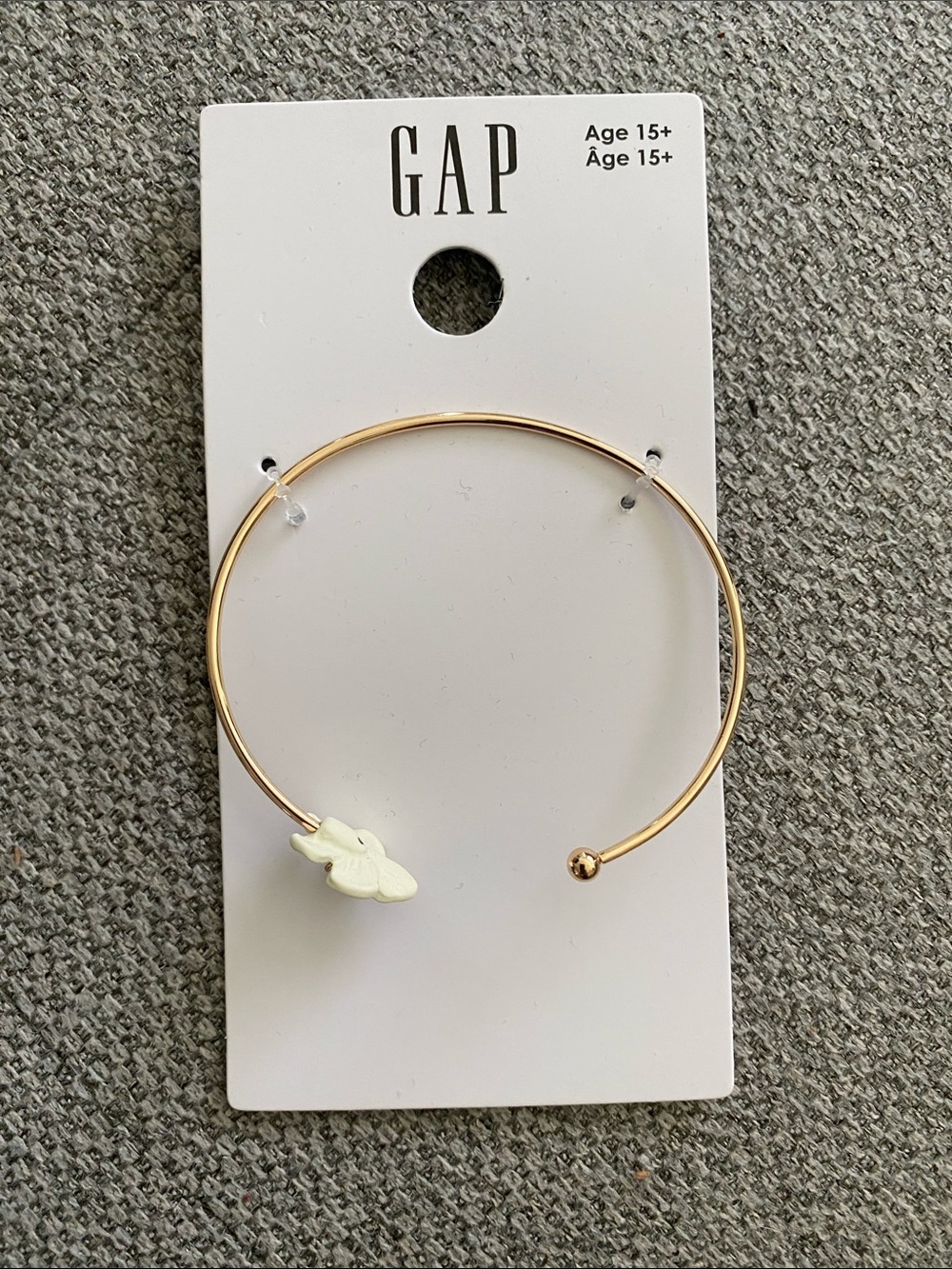 GAP Gold Open Bangle with Cream Flower Charm BNWT